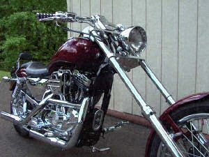 photo of sportster with raked wide glide front-end.
